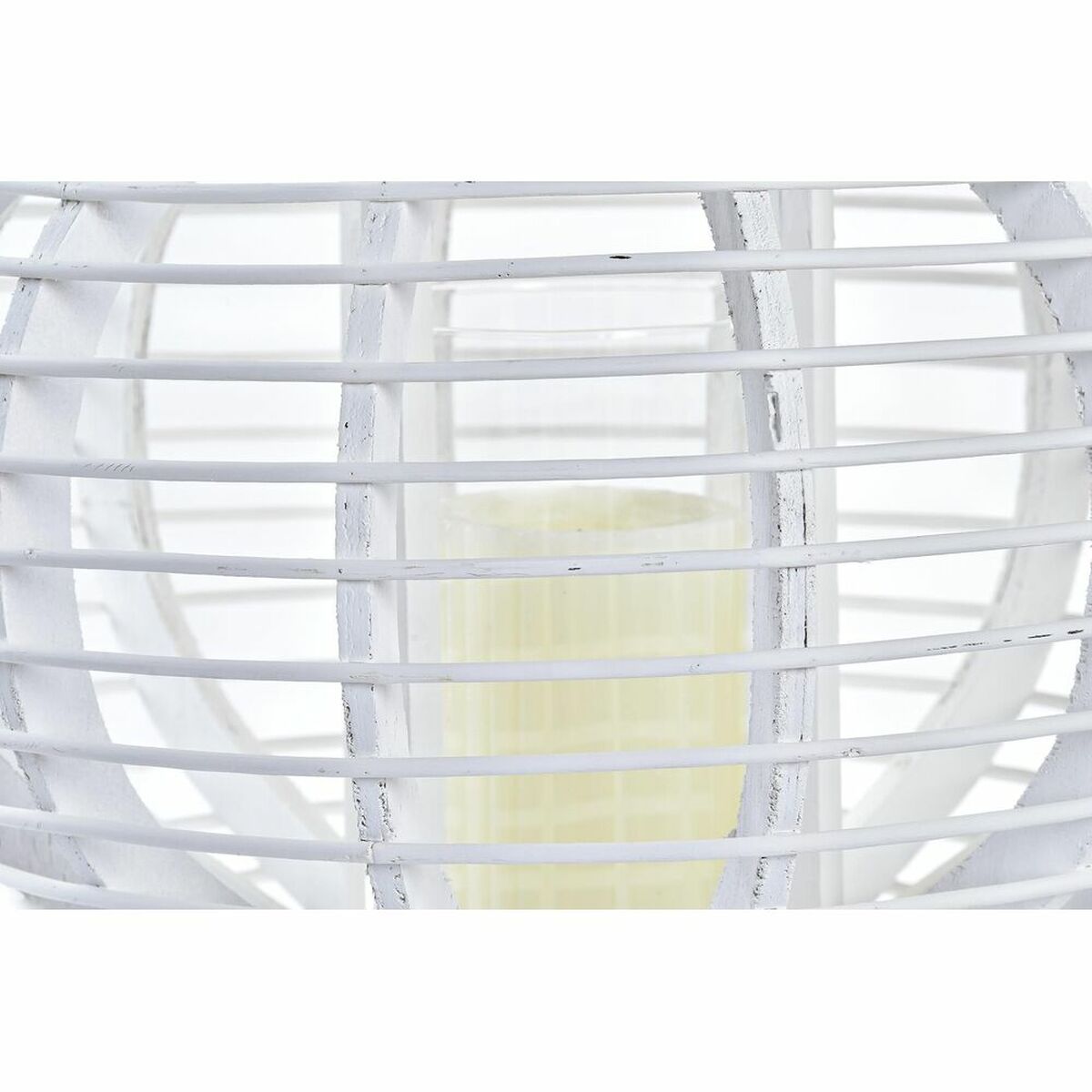 Lykta DKD Home Decor Glas Vit Bambu (35 x 35 x 29 cm)